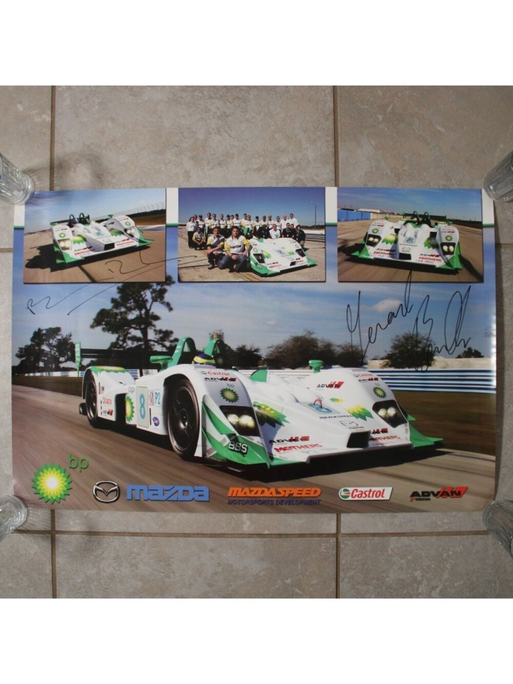 B-K Motorsport Mazdaspeed MZR-R BP Lola B08/86 LMP2 Team Poster Signed ALMS IMSA